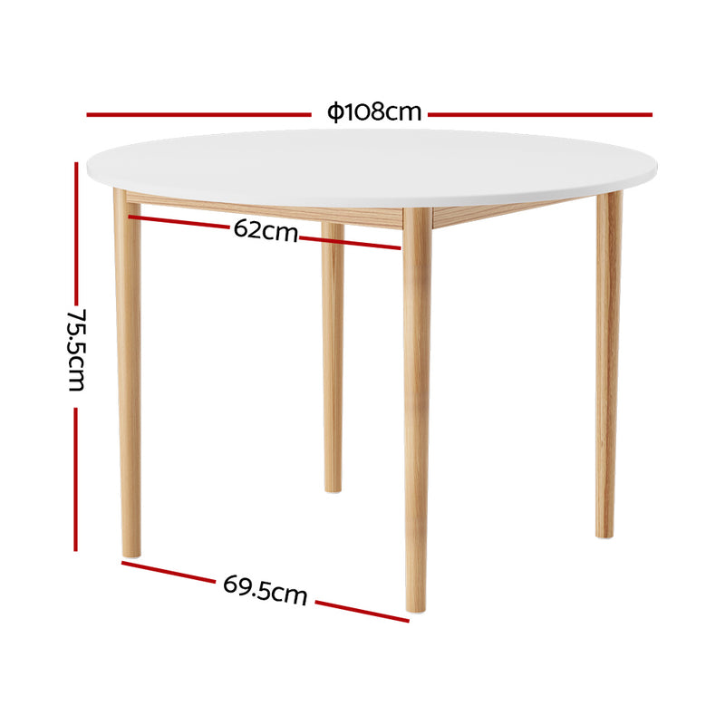 Demi Nordic Style 108cm Diameter Round Dining Table White