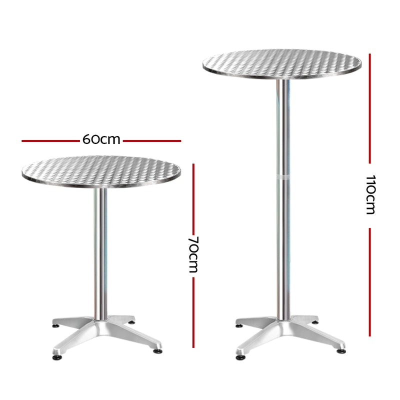 Set of 4 Outdoor Aluminium Bar Tables Round Adjustable 70-110cm