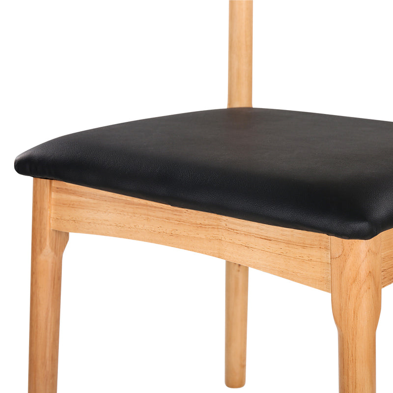 Bert Wishbone Dining Chair Leather Upholstered Black