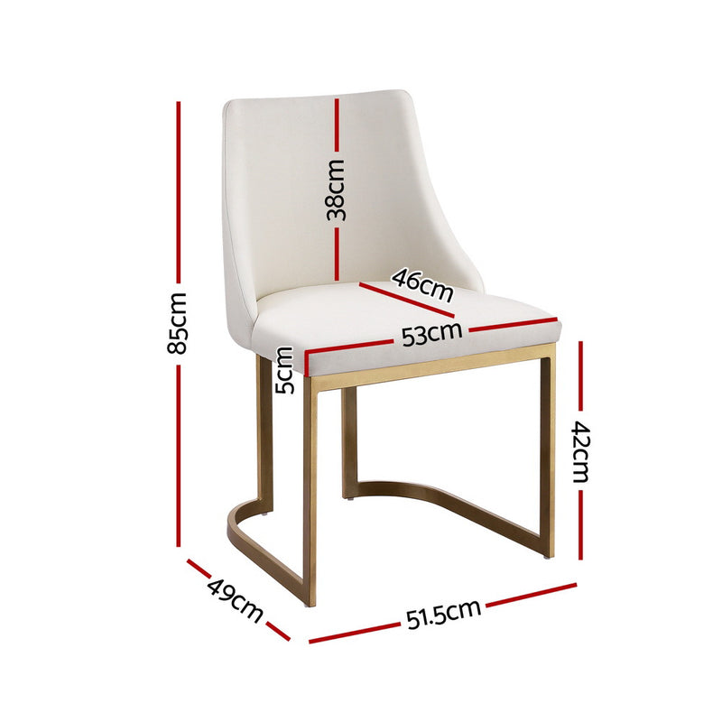Set of 2 Balen Dining Chairs Linen Fabric Beige