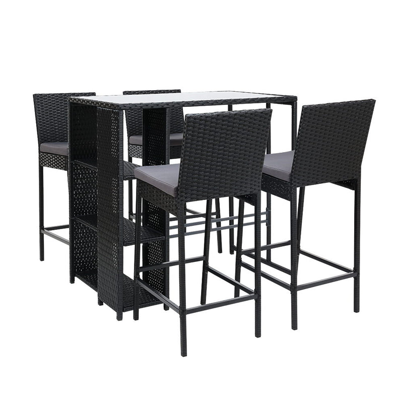 Outdoor Bar Set Table Stools Furniture Dining Chairs Wicker Patio Garden