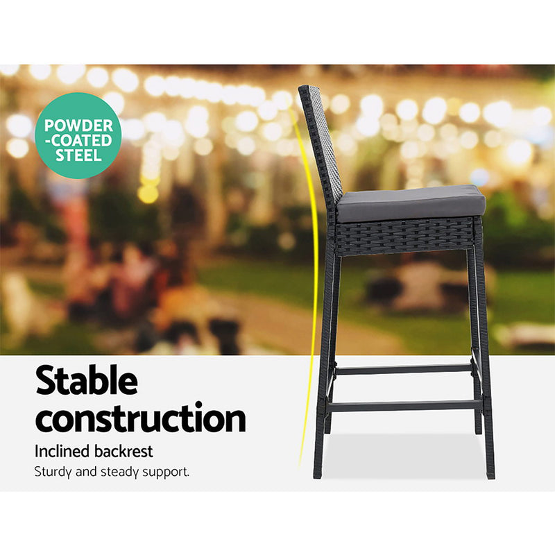 Outdoor Bar Set Table Stools Furniture Dining Chairs Wicker Patio Garden
