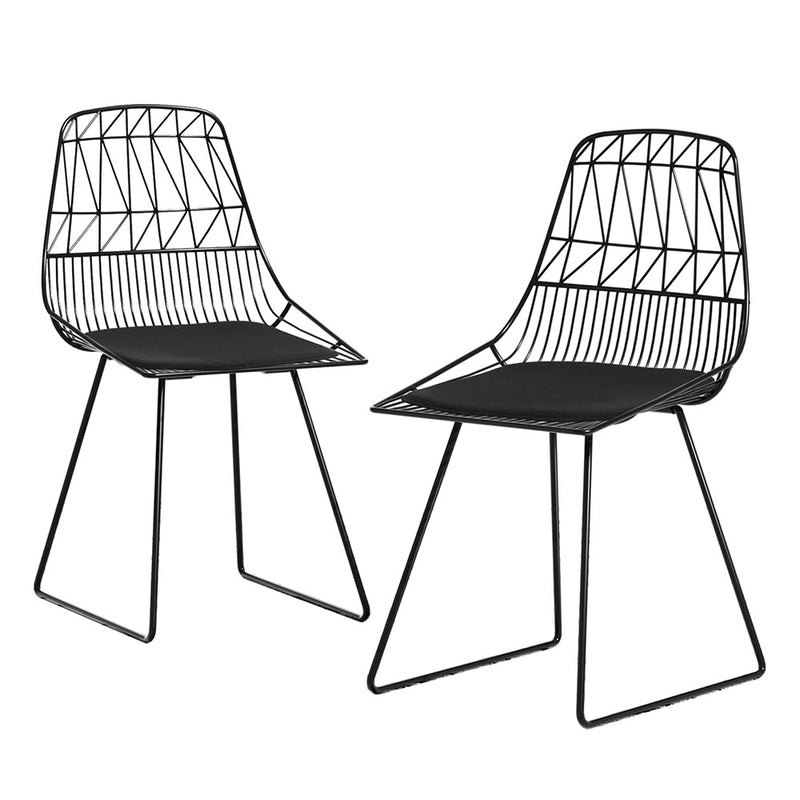 2 Piece Steel Outdoor Patio Dining Chairs Black