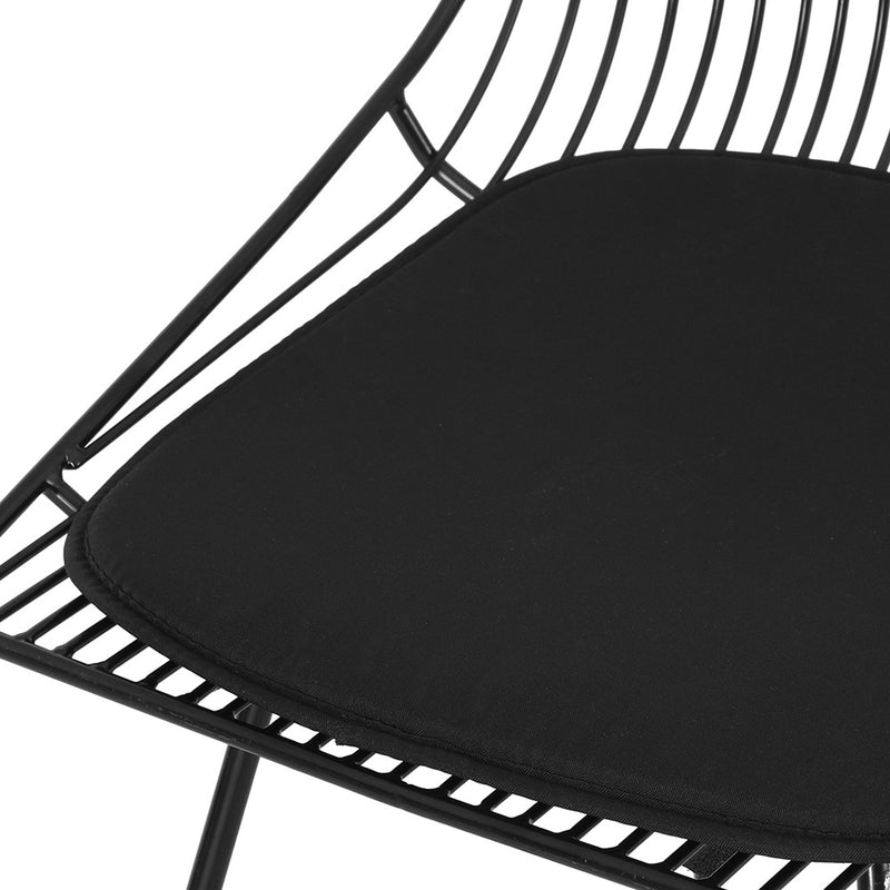 2 Piece Steel Outdoor Patio Dining Chairs Black