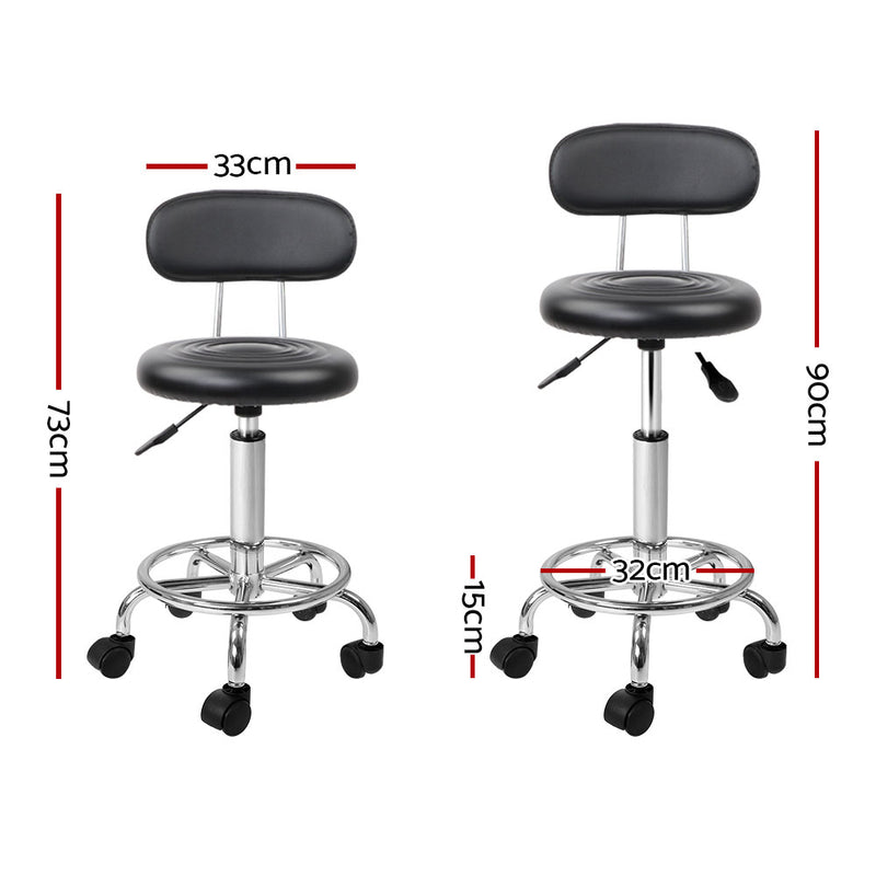 Set of 2 Salon Stools Backrest Chair Barber Hairdressing Gas Lift Adjustable