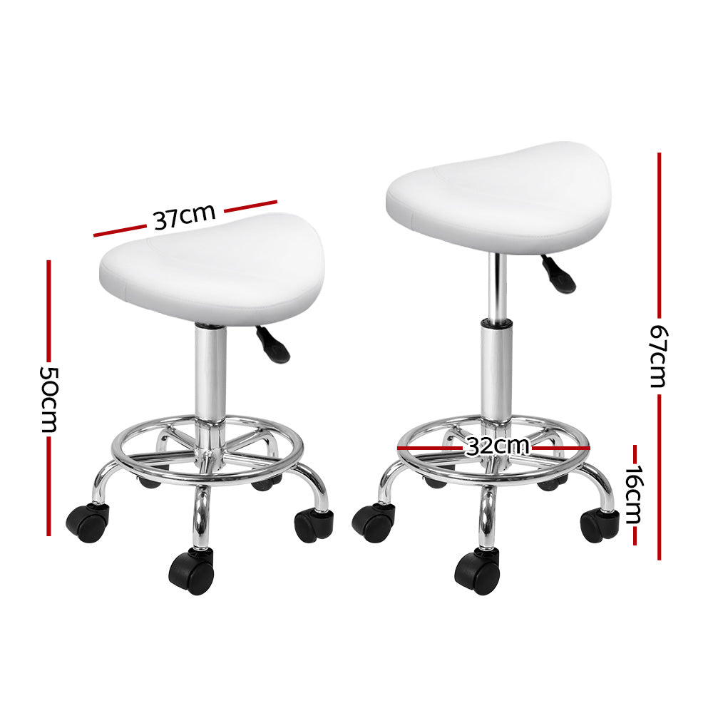 Saddle Salon Stool White PU Swivel Barber Hair Dress Chair Hydraulic Lift