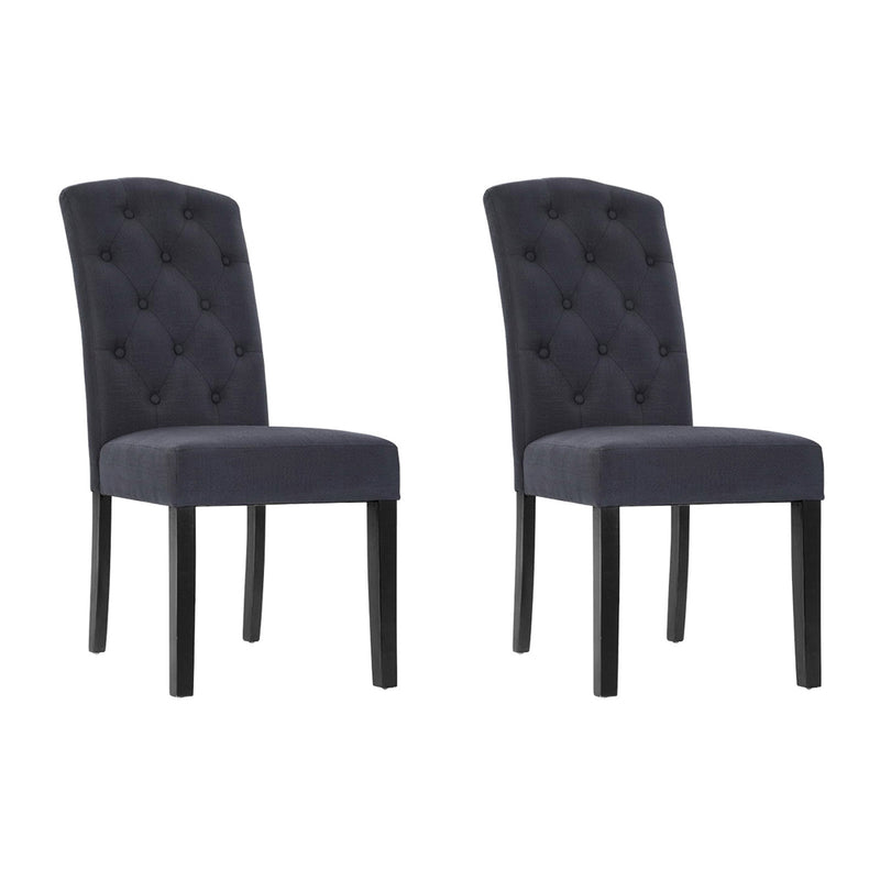 Dining Chairs Grey Fabric Set of 2 Dansk