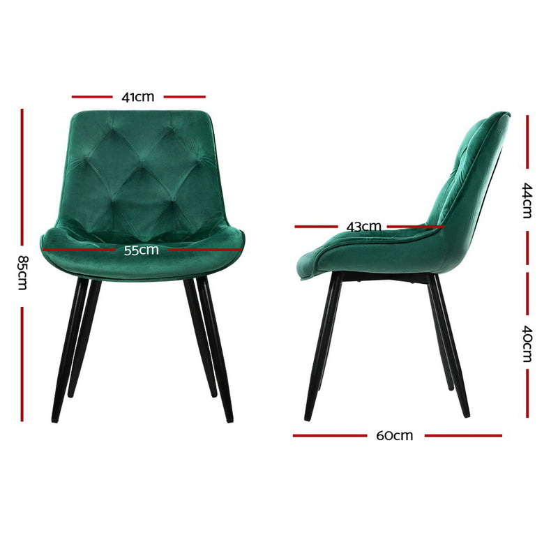 Dining Chairs Velvet Green Set of 2 Starlyn