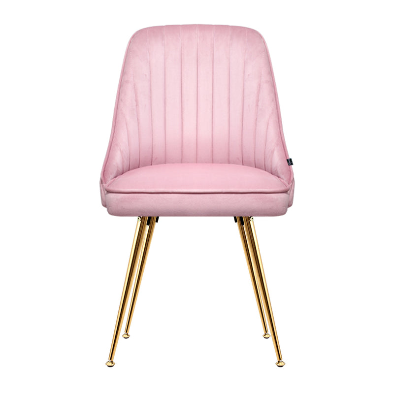 Dining Chairs Velvet Pink Set of 2 Nappa