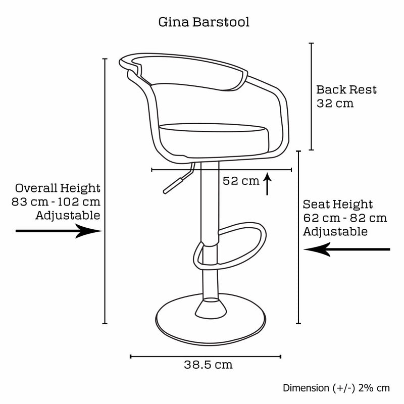 Set of 2 Gina Gas Lift Bar Stools White