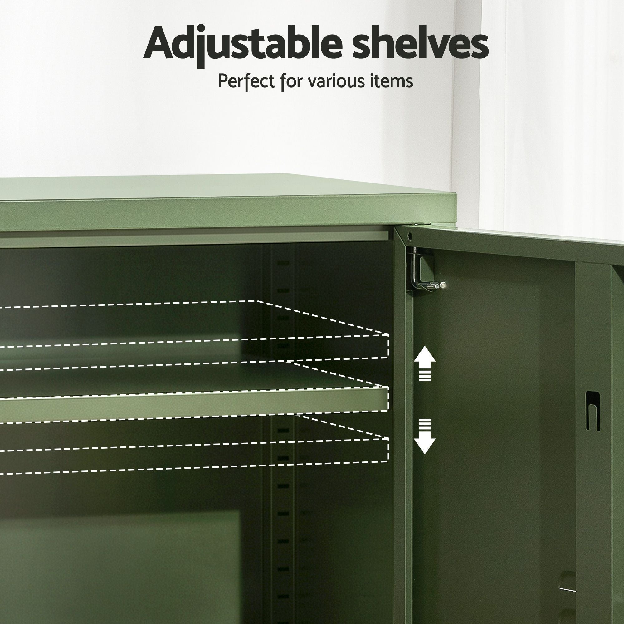 2x Buffet Sideboard Cabinet Storage Cupboard 2 Doors Metal Green DOUBLE