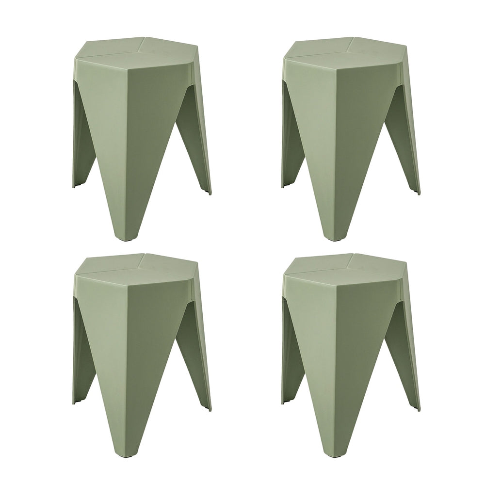 4PC Puzzle Stool Bar Stools Stackable Green