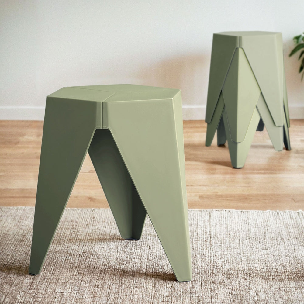 4PC Puzzle Stool Bar Stools Stackable Green