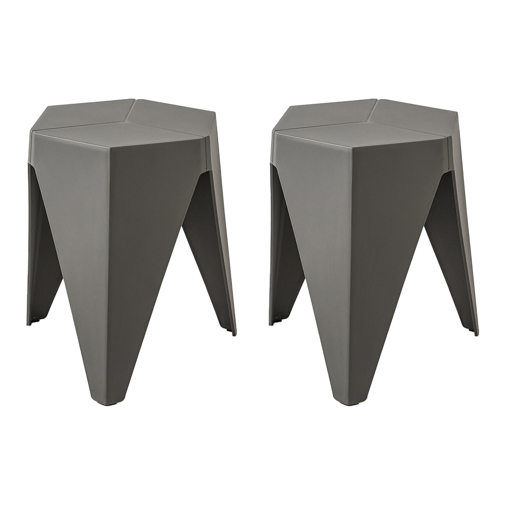 Set of 2 Puzzle Stool Plastic Stacking Bar Stools Dining Chairs Kitchen Grey