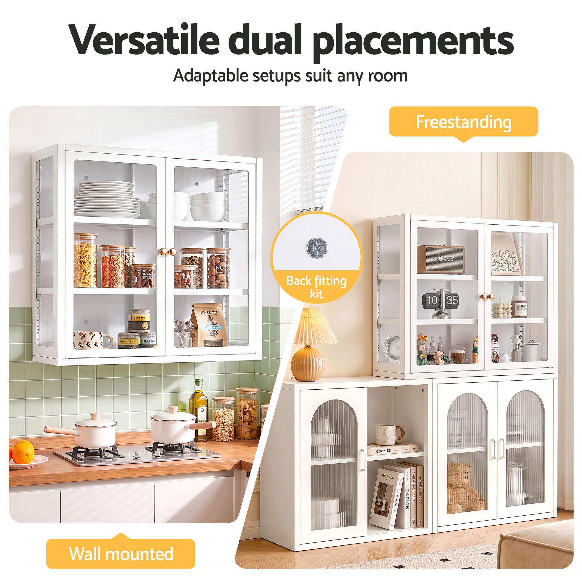 Buffet Cabinet Sideboard Wall Mounted Display Storage 60cm - White