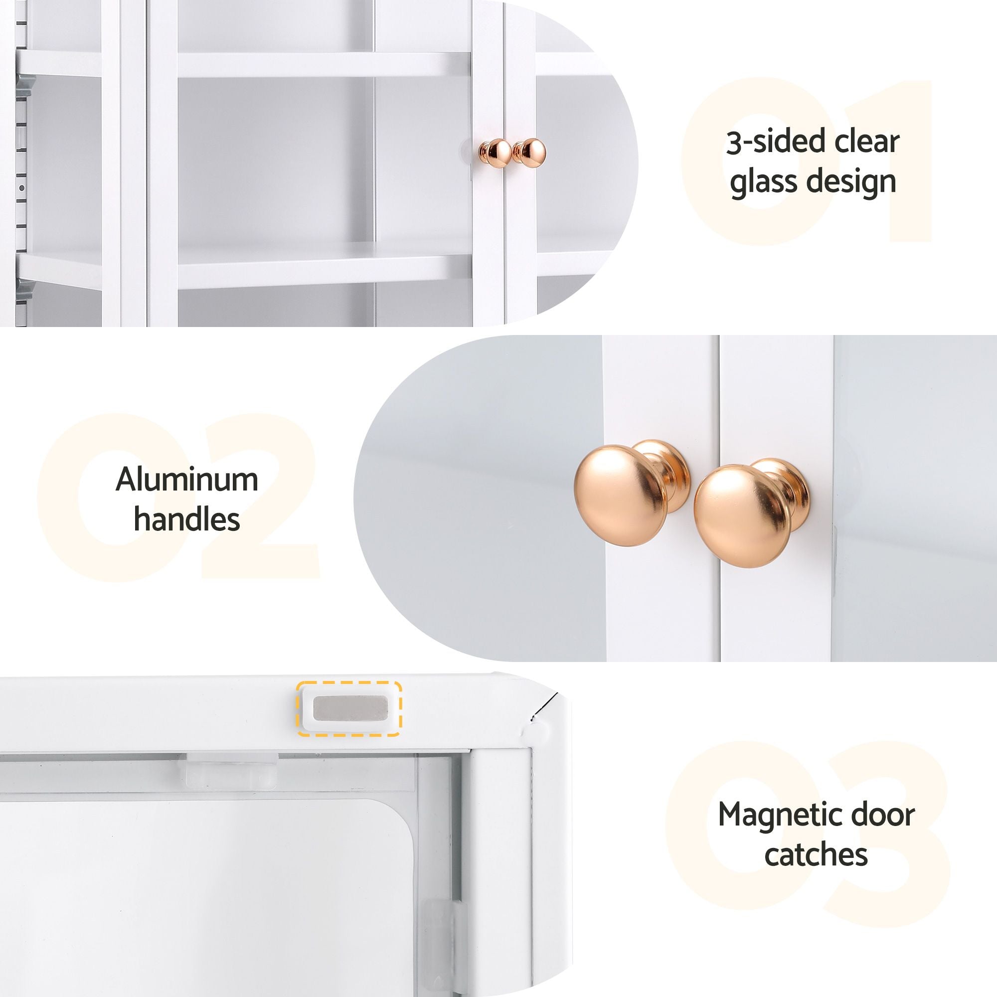 Buffet Cabinet Sideboard Wall Mounted Display Storage 60cm - White