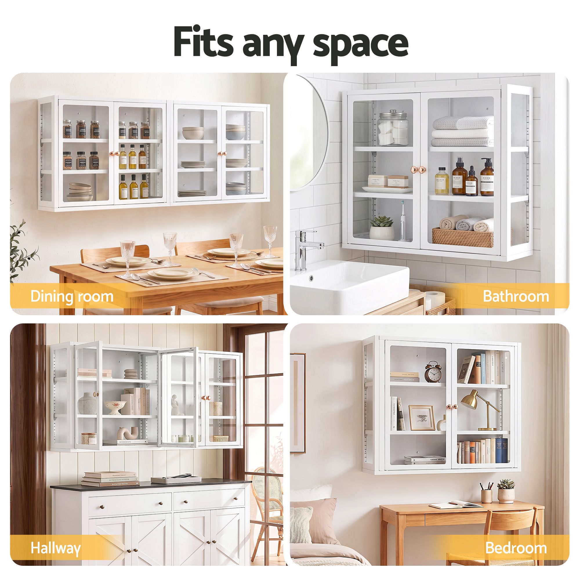 Buffet Cabinet Sideboard Wall Mounted Display Storage 60cm - White