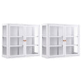 Set of 2 Buffet Cabinet Sideboards Wall Mounted Clear Display Storage 60cm - White