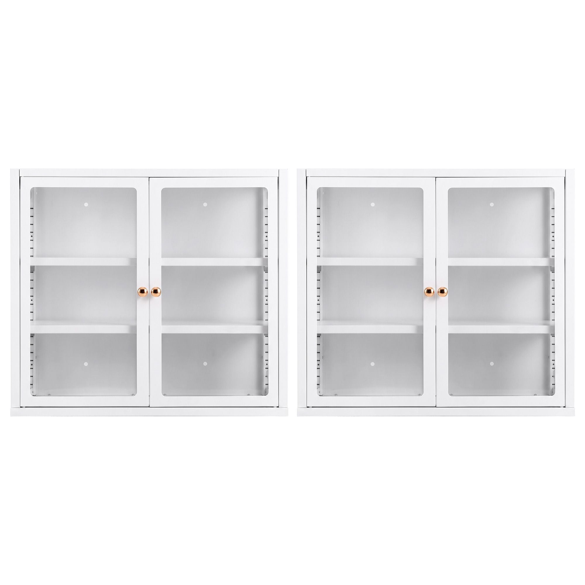 Set of 2 Buffet Cabinet Sideboards Wall Mounted Clear Display Storage 60cm - White