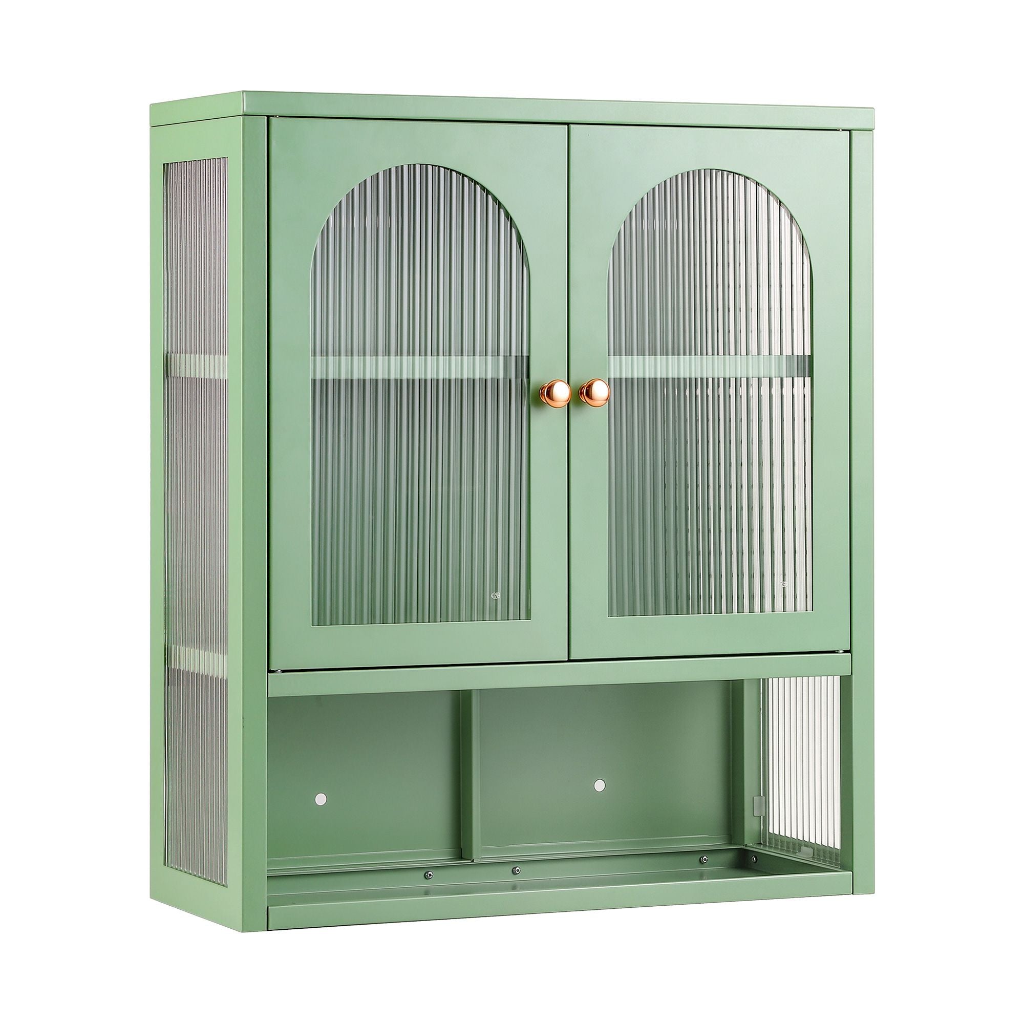Buffet Cabinet Sideboard Wall Mounted Fluted Display Storage 70cm - Green