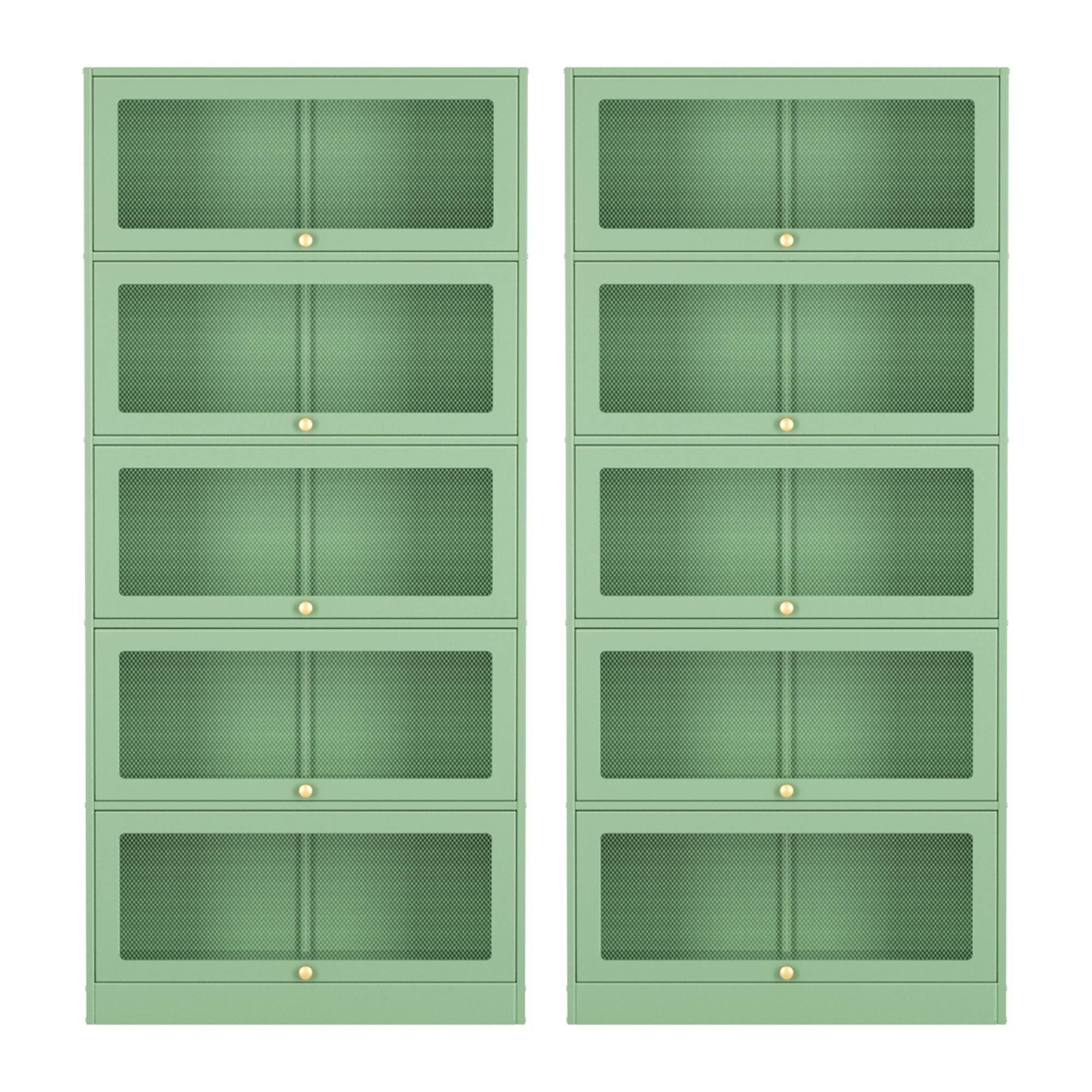 2x Buffet Sideboard Cabinet Storage Cupboard Mesh Doors Metal ELIA Green