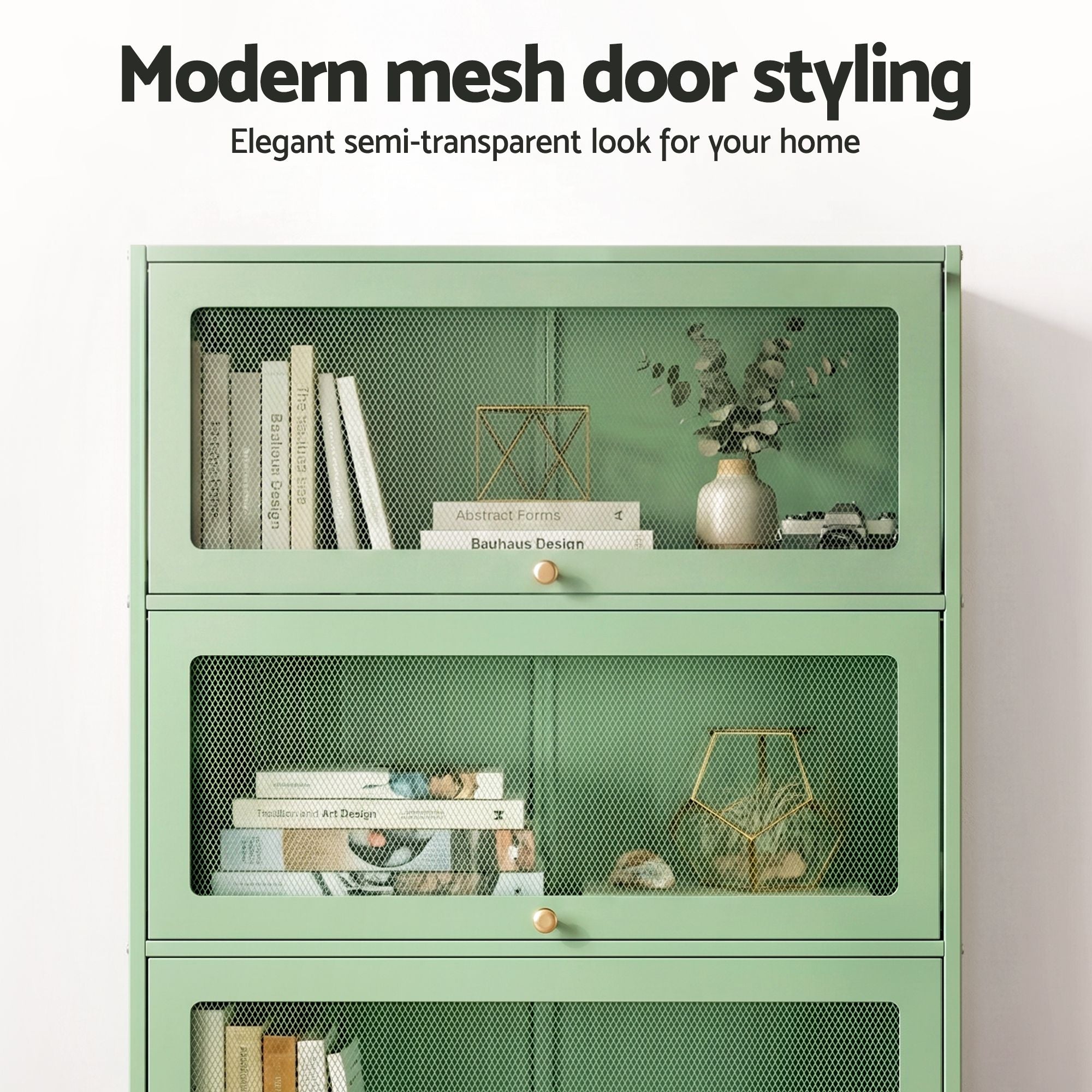 2x Buffet Sideboard Cabinet Storage Cupboard Mesh Doors Metal ELIA Green