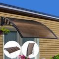 Window Door Awning Canopy 1.5mx4m Brown Sheet Black Plastic Frame
