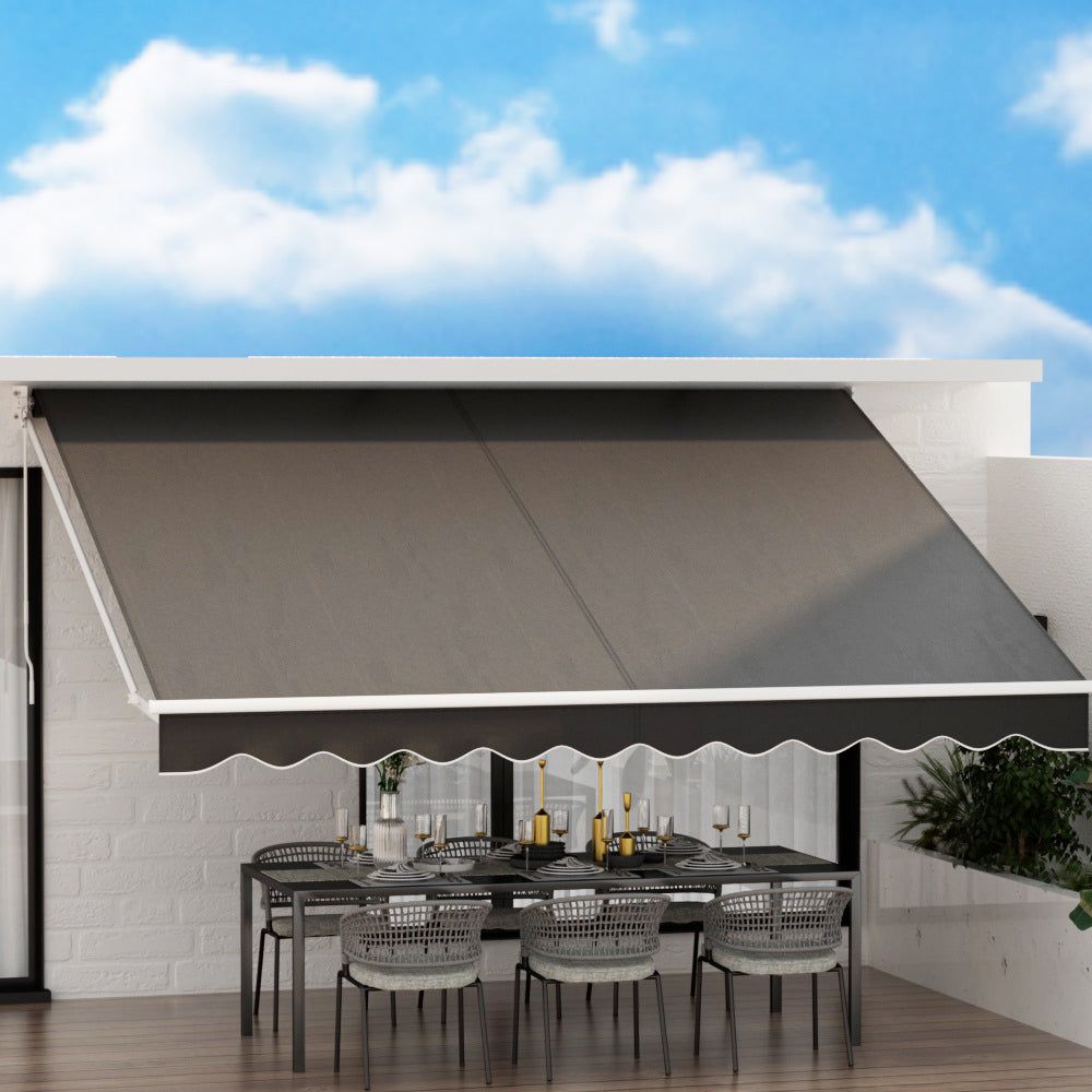 Retractable Folding Arm Awning Manual Sunshade 4Mx3M Grey