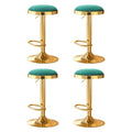 Set of 4 Eden Velvet Bar Stools - Green & Gold