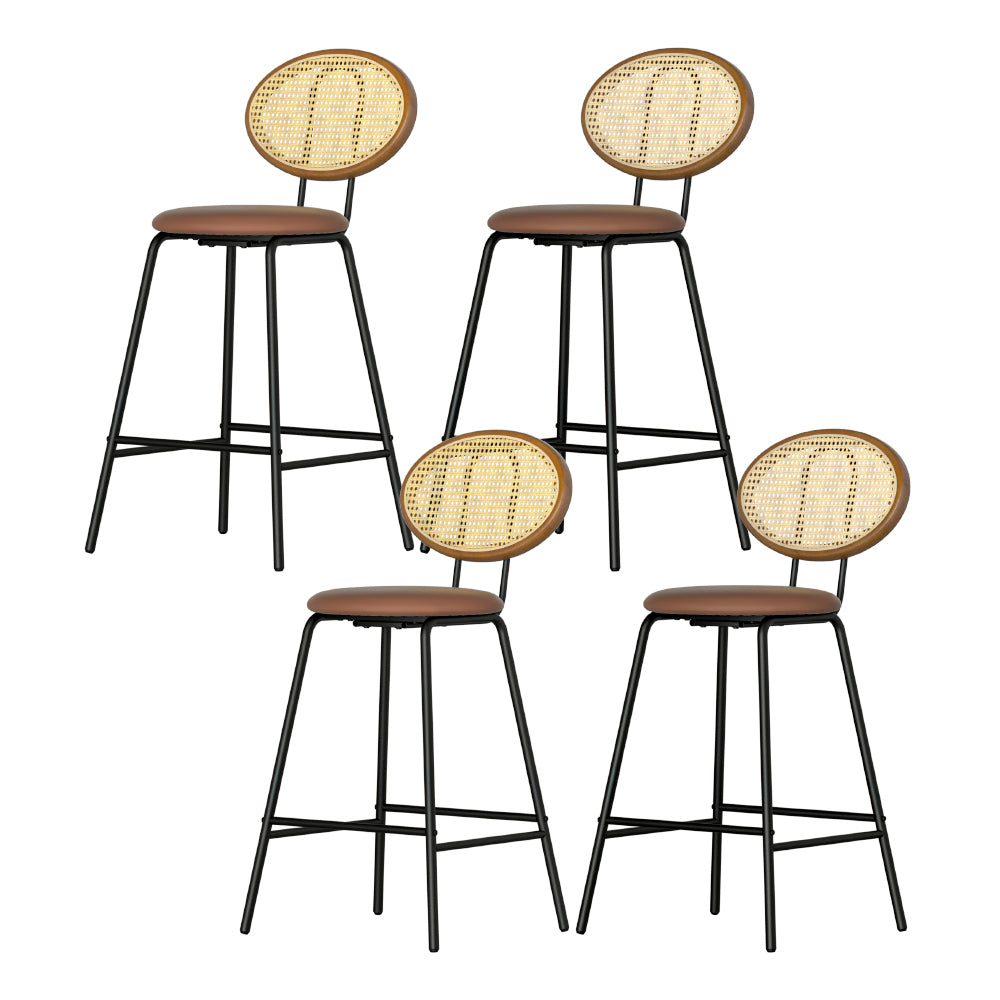 4x Bar Stools PU Leather Stools Brown