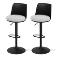 Set of 2 Swivel Gas Lift Bar Stools with Curved Back - Black