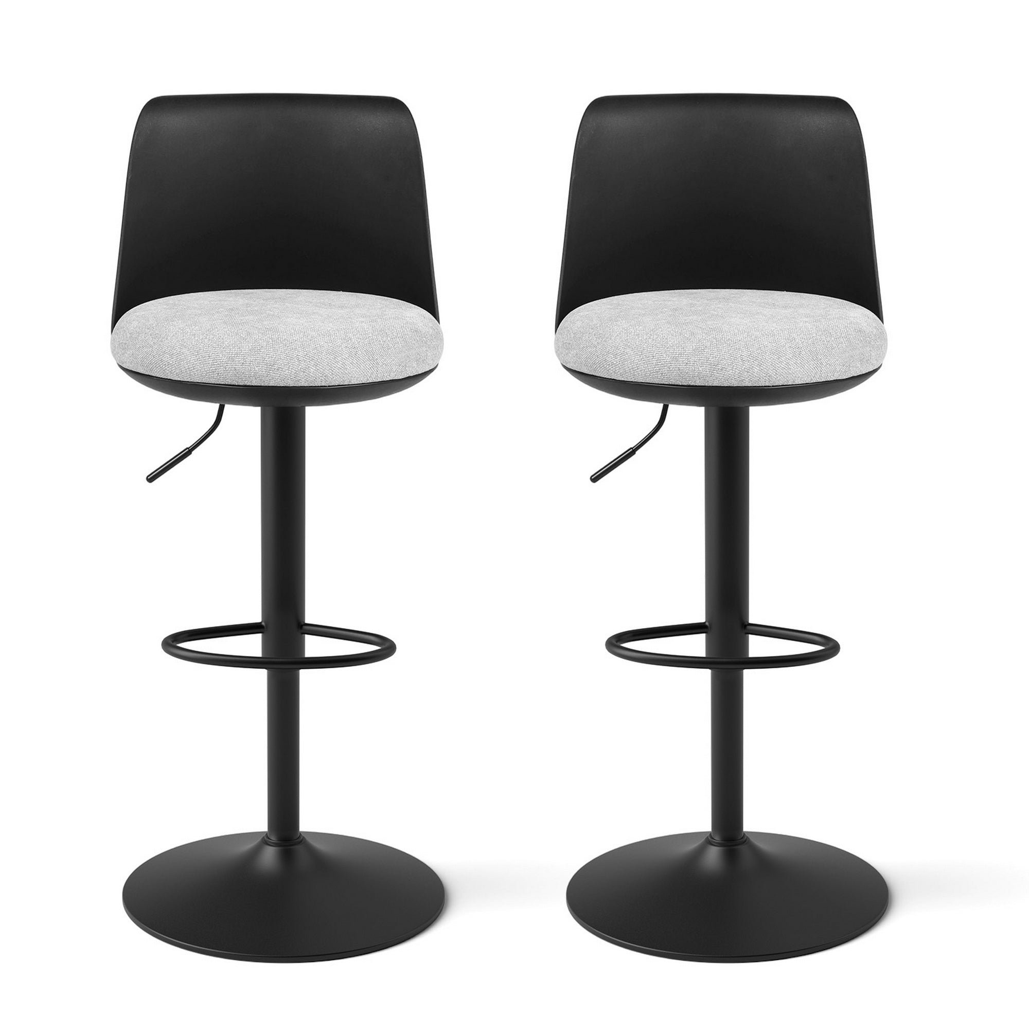 2x Bar Stools Kitchen Swivel Gas Lift Counter Dining Chair Curved Black