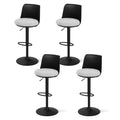 Set of 4 Swivel Gas Lift Bar Stools with Curved Back - Black