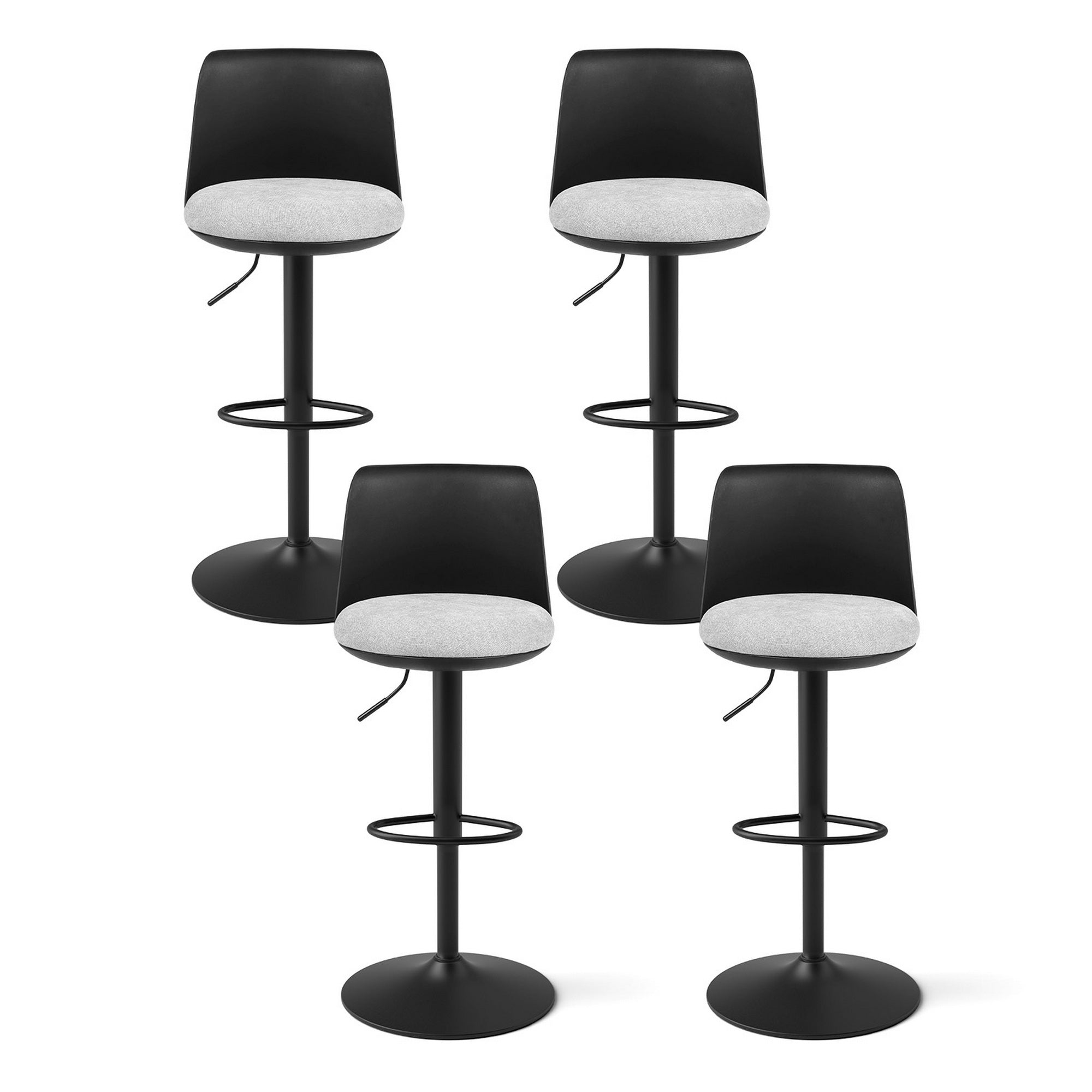 4x Bar Stools Kitchen Swivel Gas Lift Counter Dining Chair Curved Black
