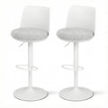 Set of 2 Swivel Gas Lift Bar Stools with Curved Back - White