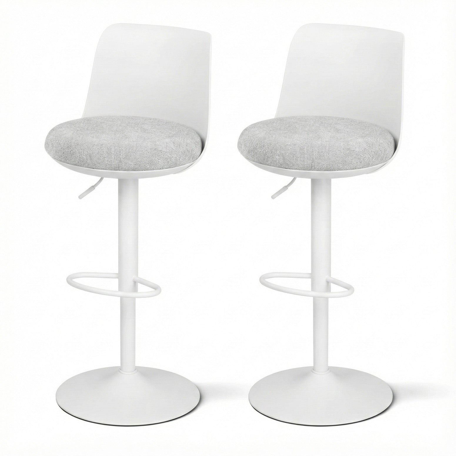 2x Bar Stools Kitchen Swivel Gas Lift Counter Dining Chair Curved White