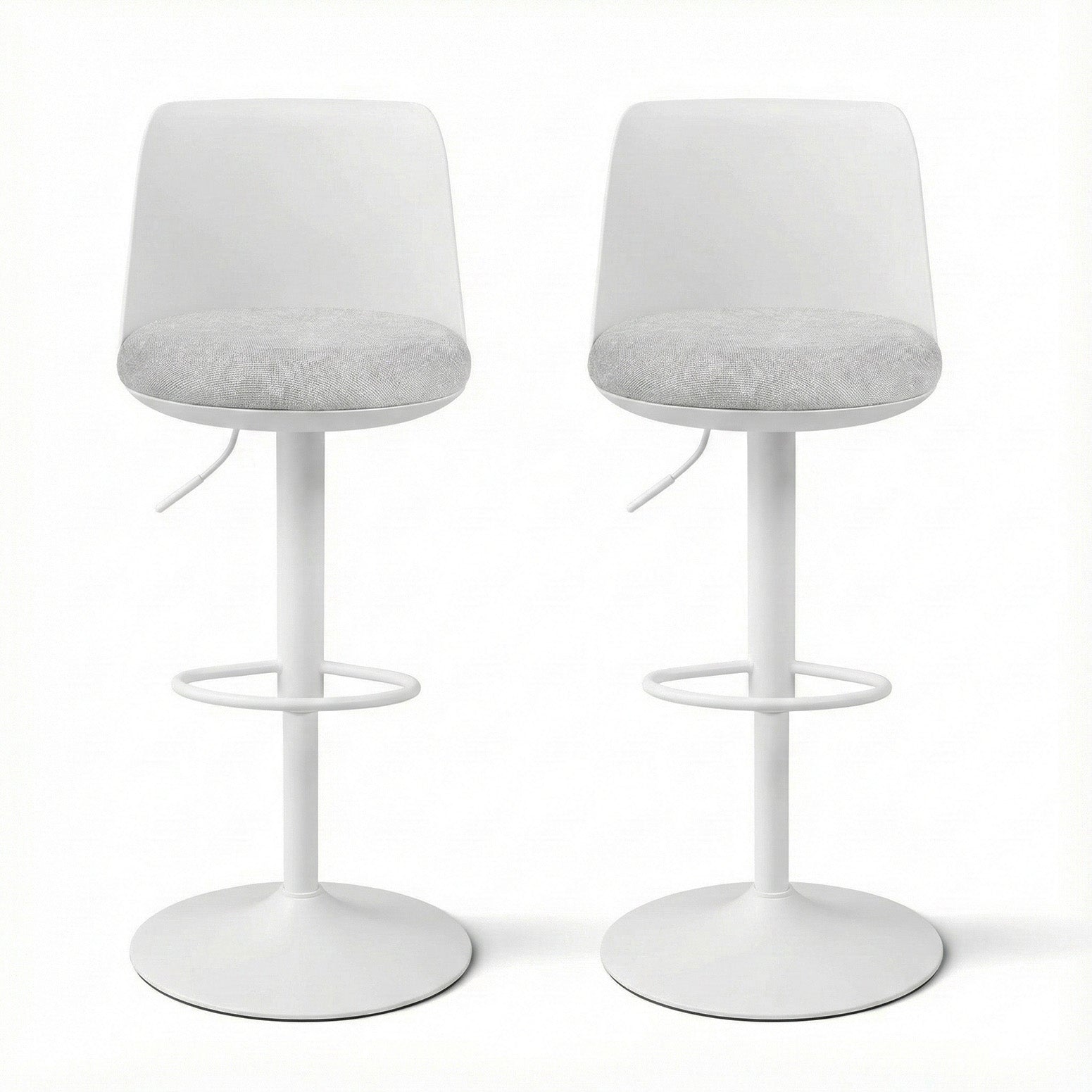 2x Bar Stools Kitchen Swivel Gas Lift Counter Dining Chair Curved White