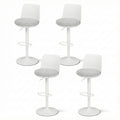 Set of 4 Swivel Gas Lift Bar Stools with Curved Back - White