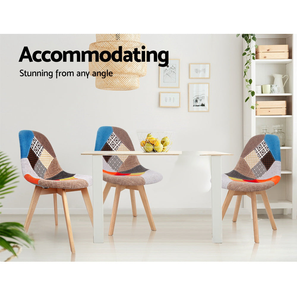 Dining Chairs Set of 4 Fabric Retro Replica DSW