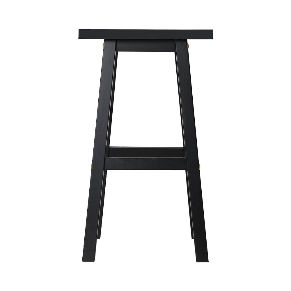 Set of 2 Beech Wood Bar Stools - Black