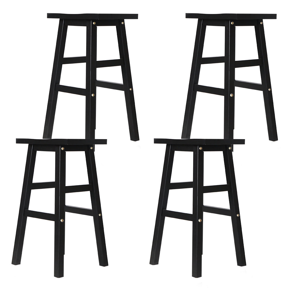 Set of 4 Beech Wood Bar Stools - Black