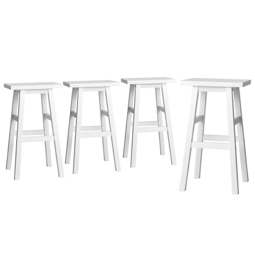 4x Bar Stools Kitchen Chairs Wooden White