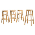 Set of 4 Callan Solid Wood Bar Stools - Natural
