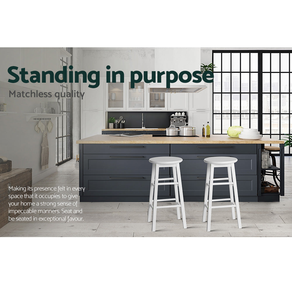 Set of 2 Callan Solid Wood Bar Stools - White