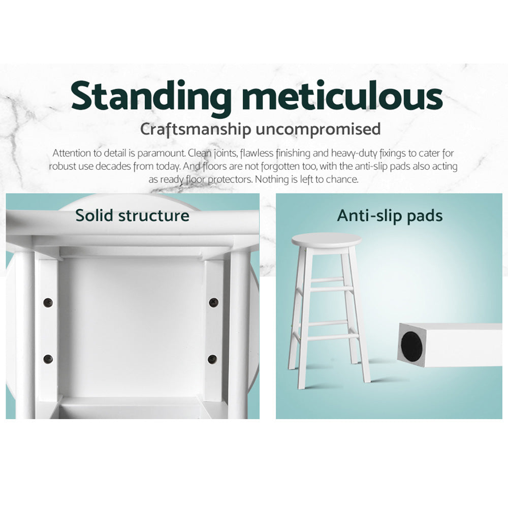 Set of 2 Callan Solid Wood Bar Stools - White