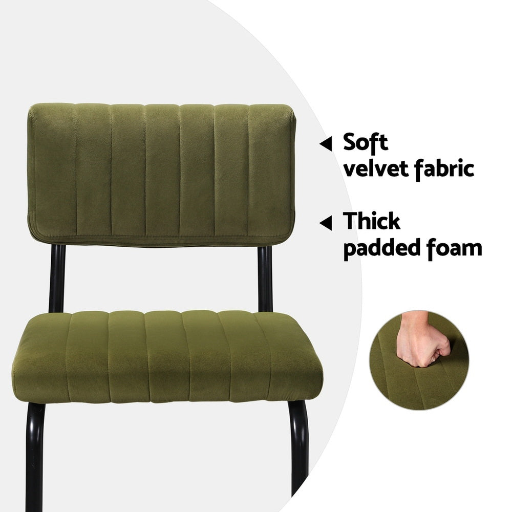 Set of 4 Velvet Fixed Height Bar Stools - Green