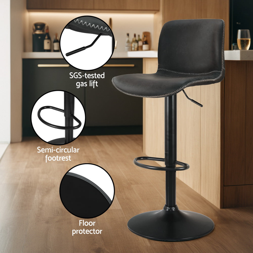 Set of 4 Koby Gas Lift Bar Stools - Black