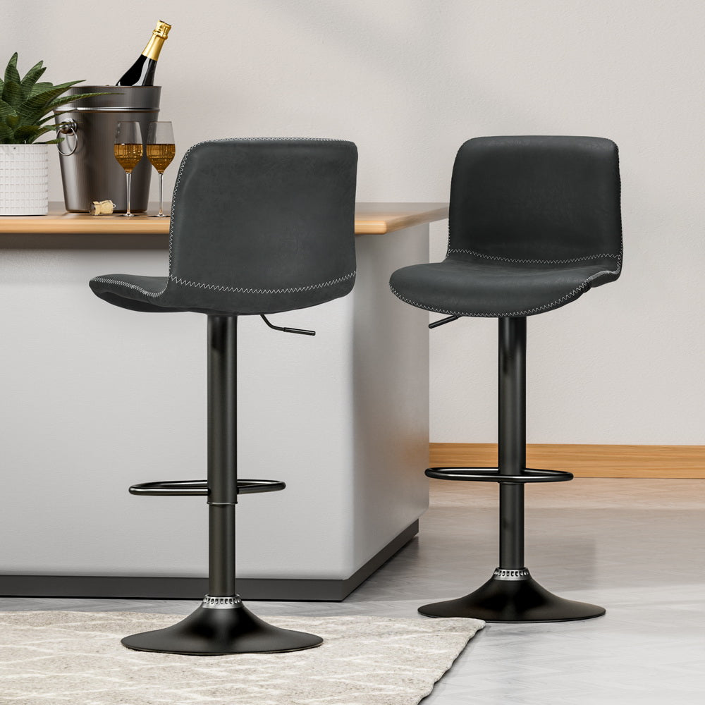 Set of 4 Koby Gas Lift Bar Stools - Black