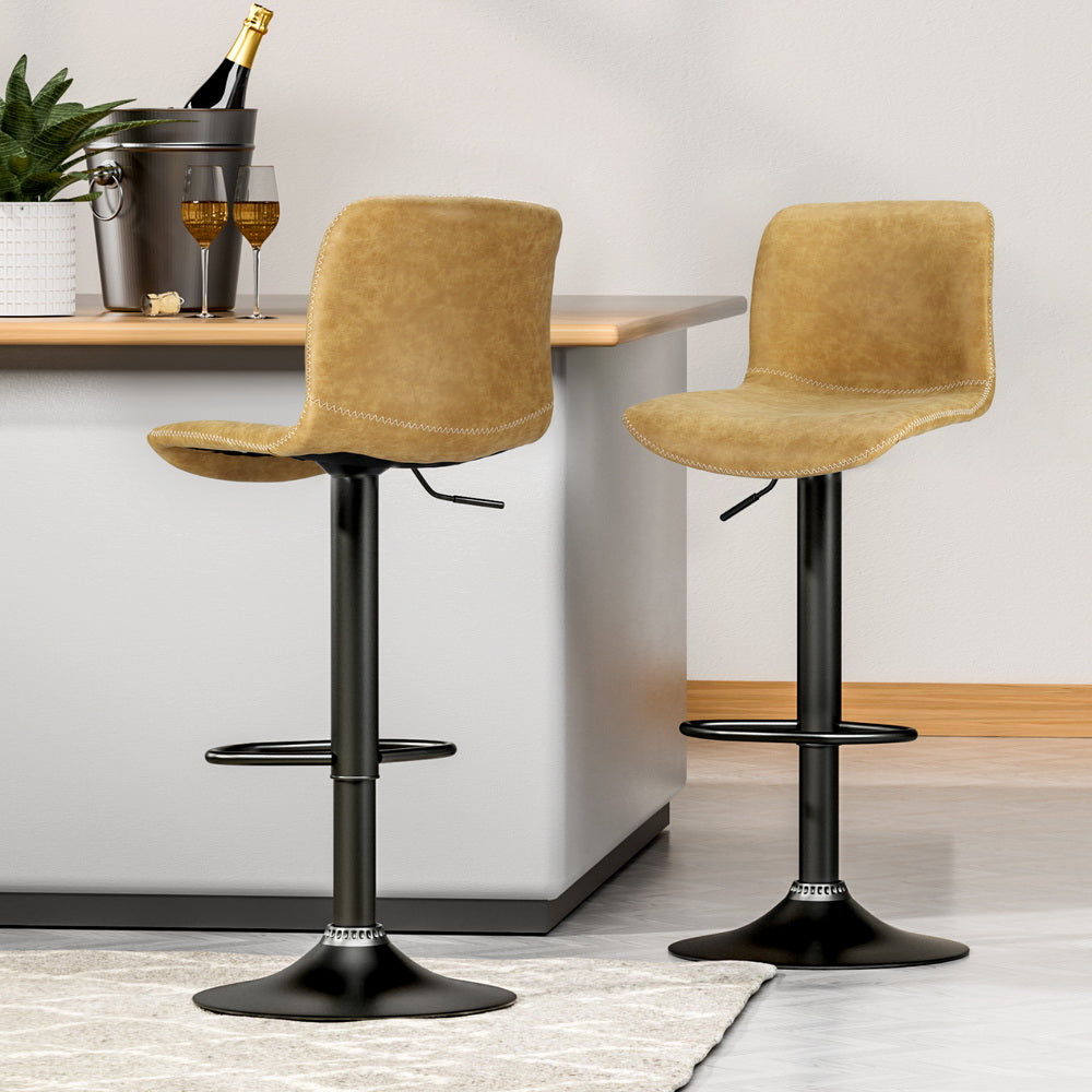 Set of 4 Koby Gas Lift Bar Stools - Brown