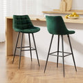 Set of 2 Audrey Velvet Bar Stools – Green